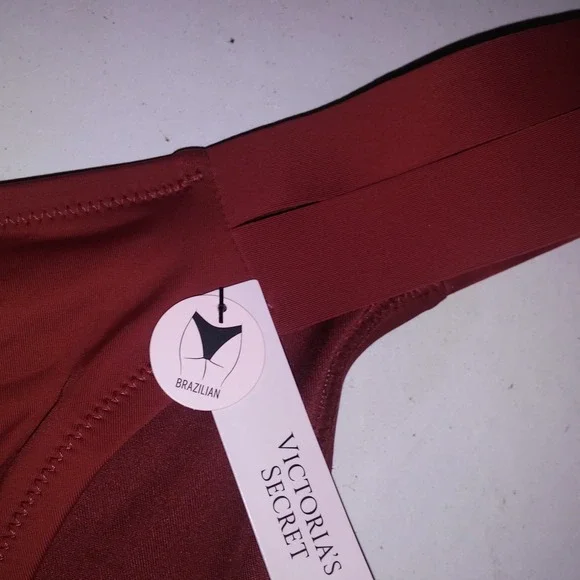 Victoria Secret Swim Bikini Bottom XL Brazilian Ginger Solid Double Strap New - Picture 7 of 10